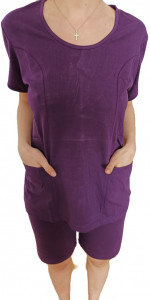 Pijama Dama Auritex, tipar Clasic, Maneca Scurta, MS 343 Mov Inchis - Img 3