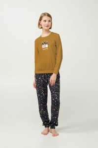 Pijama dama VAMP, din Bumbac, ML 23200 GALBEN MUSTAR
