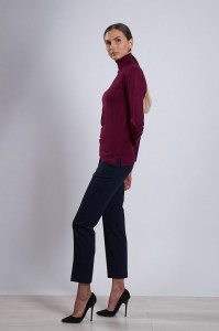 Pulover dama Hermina, Maleta Guler Roll ML132 Burgundy - Img 3