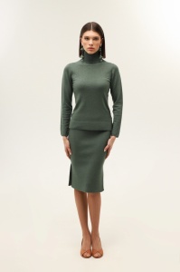 Pulover dama Hermina, Maleta Guler Roll ML132 Verde - Img 2