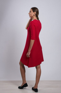 Rochie Dama Tricotata HERMINA, Evazata 122 Rosu Rodie - Img 3