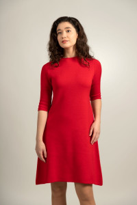 Rochie Dama Tricotata HERMINA, Evazata 122 Rosu Rodie
