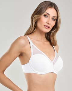 SUTIEN SPIMAN, din Microfibra Elastica, cu Armătură si Tiul, 451- ALB