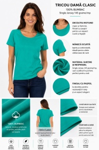 T.2500 Verde, Tricou Dama KNOX, CLASIC - Img 2