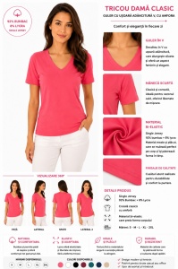 T.2977 ROZ-Coral, Tricou Dama KNOX, Clasic - Img 2