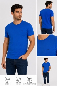 T.4505 ALBASTRU, Tricou Barbati KNOX, Slim Fit - Img 3