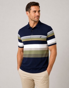 Tricou Barbati ARES, Polo Pique, cu Dungi, 2279-DARK BLUE