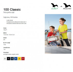 Tricou copii Malfini Clasic 100 Alb - Img 7