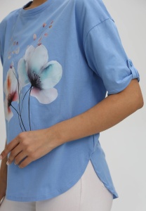 Tricou dama Adrom, FLOERS 1932-25 ALBASTRU - Img 4