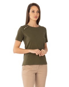 Tricou Dama KNOX, Clasic din Bumbac, T.2953 KAKI