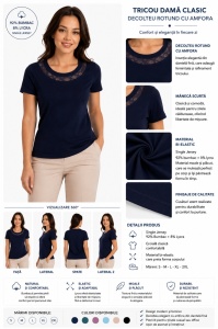 Tricou Dama KNOX, cu Dantela, T.2952 Bleumarin - Img 2