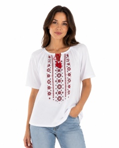 Tricou Dama KNOX, Imprimeu Traditional Tip IE, T.2502 Alb