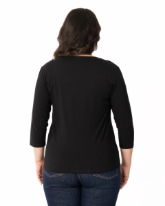 B.2342 NEGRU, Bluza Dama KNOX, Maneca 3/4 Marimi EXTRA LARGE - Img 3