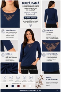 B.2344 POSSEIDON BLUE, Bluza dama Knox, Maneca 3/4 - Img 2