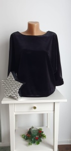 Bluza dama ANESIA din CATIFEA Uni, Negru - Img 2
