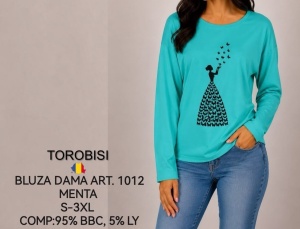 Bluza dama TOROBISI TRICOTEX, din Bumbac Elasticizat ML 1012 Menta