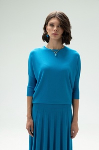 Bluza dama Tricotata HERMINA, Maneca 3/4, din Viscoza 151 Albastru Azur