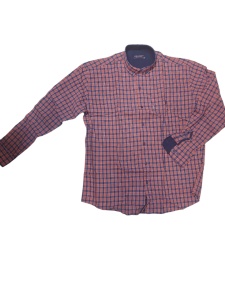 Camasa Barbati Dust Cardin, Maneca Lunga, din Bumbac, Regular Fit, Buzunar la piept, Patratele ORANGE cu BLEUMARIN - Img 2