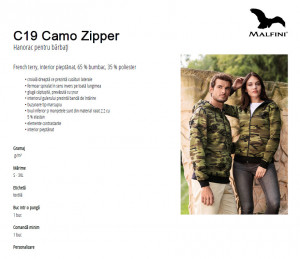 Hanorac Barbati Camuflaf Malfini CAMO ZIPPER C19 Gri - Img 3