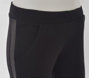 P.2192 Negru, Pantalon Dama Knox Conic, Insertie Piele (Primavara-Vara) - Img 3