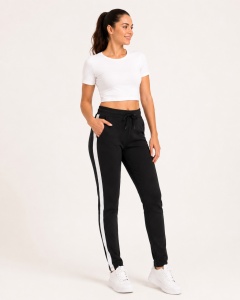 P.2269 Negru & Alb, Pantaloni Trening Dama KNOX, Tipar Conic