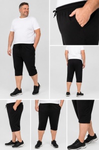 P.4017 Negru, Pantaloni Trening Barbati 3/4, Extra Large - Img 2