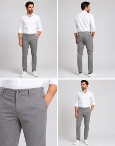 Pantaloni Barbati ARES, Bumbac Elasticizat, Reguar Fit, Smart Casual GT900-6 Gri Nisip