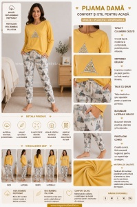 Pij.2251 GOLDEN, Pijama dama Knox, cu Umeri Cazuti - Img 2