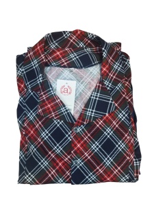 Pijama Barbati Auritex din bumbac cu Nasturi, MS+PL 232 Bleumarin-Alb-Rosu Carouri Mari - Img 3