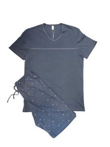Pijama Barbati Soft&Seven by SOFIAMAN, Maneca Scurta, TRISTAN S31-096 Gri Antracit - Img 2