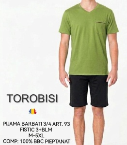 Pijama Barbati TOROBISI TRICOTEX, Maneca Scurta, MS+3/4 93 Verde FISTIC - Img 2