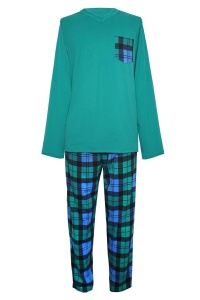 Pijama Barbati UNICONF din Bumbac, Maneca Lunga, PBI81IMP179 Verde - Img 3
