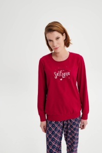 Pijama dama VAMP, din Bumbac, 19442 Rosu SELF LOVE - Img 4