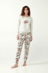 Pijama dama VAMP, din Bumbac 21653 Gri Melanj