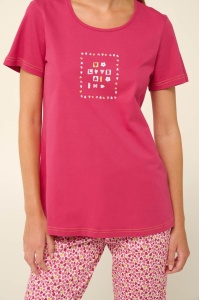 Pijama dama VAMP, din Bumbac, MS+3/4 22283 FUXIA - Img 3