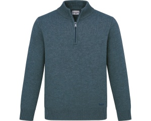 Pulover Barbati BOSTON, Guler inalt cu Fermoar - 83407 Petrol Blue