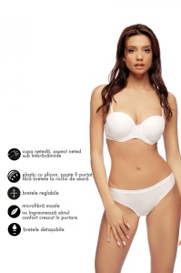 Sutien UNICONF, Balconette cu Cupe Graduate, Push-Up SM15 Alb - Img 3