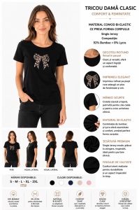 T.2509 Negru FUNDITA, Tricou Dama cu KNOX, cu Imprimeu, - Img 2