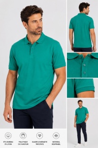 T.4510 Verde, Tricou Barbati Knox Polo Pique Clasic - Img 3