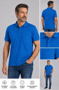 T.4511 Royal, Tricou Knox Polo Pique Clasic cu Buzunar - Img 6