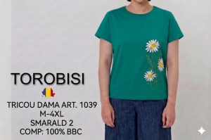 Tricou Dama TOROBISI TRICOTEX, Over-SIDE cu Imprimeu, 1039 SMARALD - Img 2