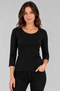 B.2400 Negru, Bluza dama Knox, Maneca 3/4