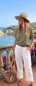 Bluza dama ANESIA din Muselina, Maneca Scurta, MELISA - Kaki Inchis