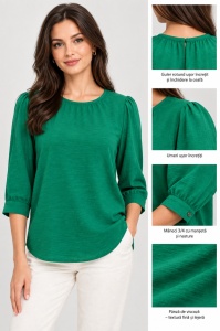 Bluza dama Coquette, Maneca 3/4, Model SIMINA - Verde