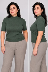 Bluza dama Hermina, Maleta Guler Inalt MS168 VERDE - Img 2