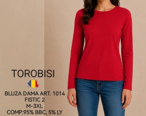 Bluza dama TOROBISI TRICOTEX, din Bumbac Elasticizat ML 1014 CORAL - Img 2