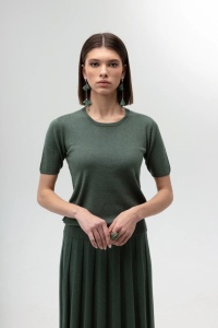 Bluza dama Tricotata Hermina, Maneca Scurta, MS115 Verde - Img 4
