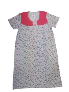 Camasa de Noapte Dama Auritex Maneca Scurta, FLORAL 119 MS, Alb-Verde Floral - Img 2