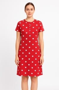 Camasa Noapte Dama Soft&Seven By Sofiaman, Maneca Scurta ELSA S22-054 Rosu - Img 1