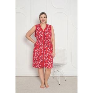 Capot dama de casa, BAKI, Model Kimono, Cu Nasturi -Rosu Floral